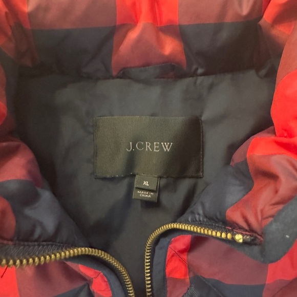 J Crew Excursion plaid quilted black and red checkered preppy vest size XL - Picture 7 of 14